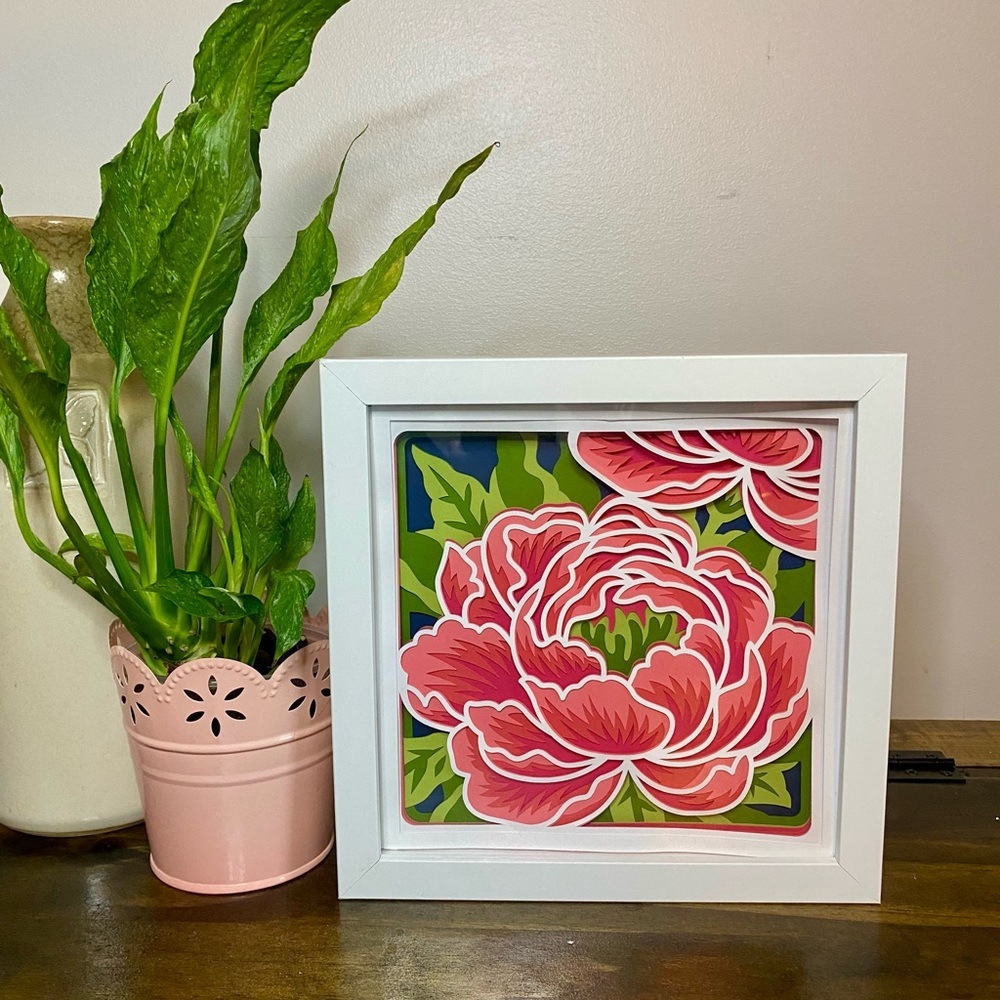 3D Peony Shadowbox